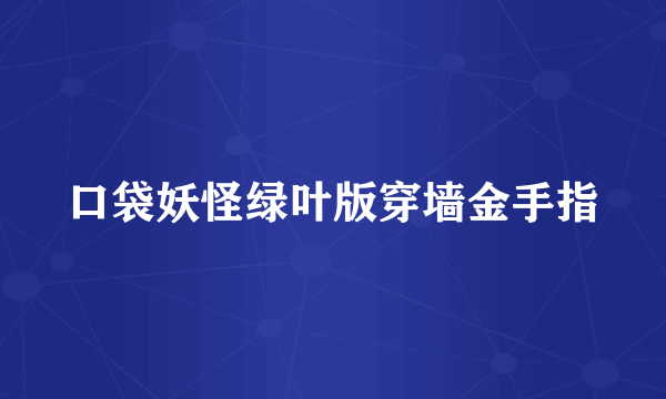 口袋妖怪绿叶版穿墙金手指