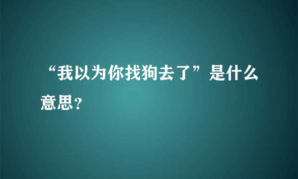 “我以为你找狗去了”是什么意思？