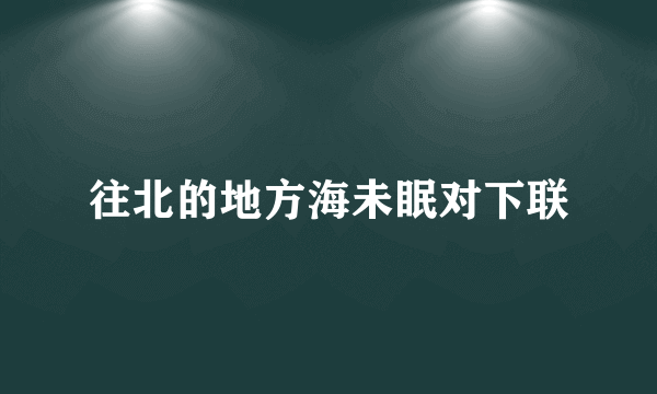 往北的地方海未眠对下联