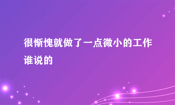 很惭愧就做了一点微小的工作谁说的