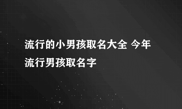 流行的小男孩取名大全 今年流行男孩取名字