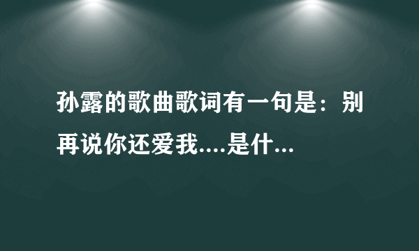 孙露的歌曲歌词有一句是：别再说你还爱我....是什么歌名呢