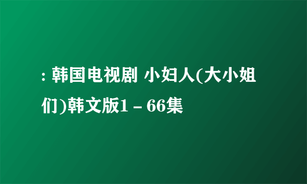 : 韩国电视剧 小妇人(大小姐们)韩文版1－66集