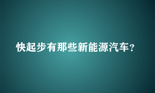 快起步有那些新能源汽车？