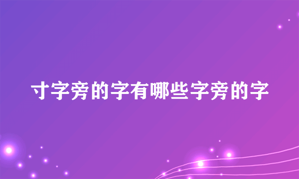 寸字旁的字有哪些字旁的字