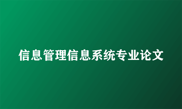 信息管理信息系统专业论文