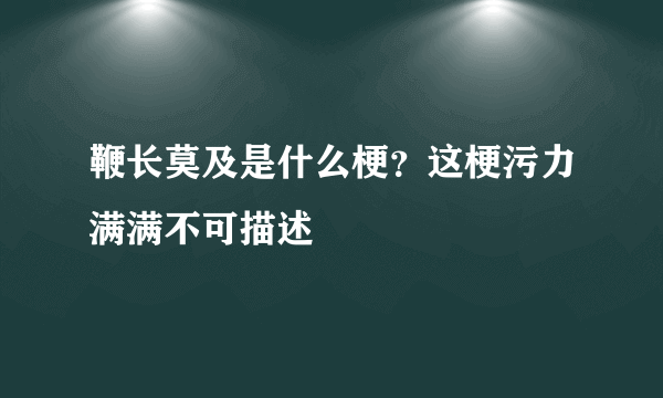 鞭长莫及是什么梗？这梗污力满满不可描述