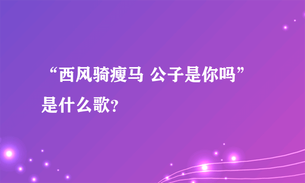 “西风骑瘦马 公子是你吗”是什么歌？