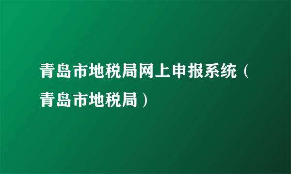 青岛市地税局网上申报系统（青岛市地税局）