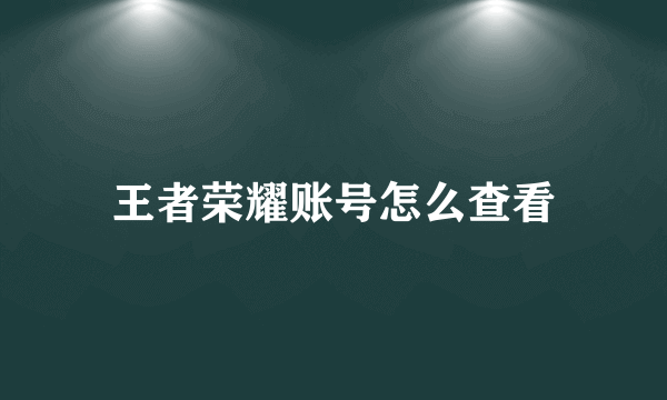 王者荣耀账号怎么查看