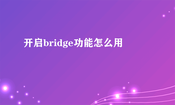 开启bridge功能怎么用