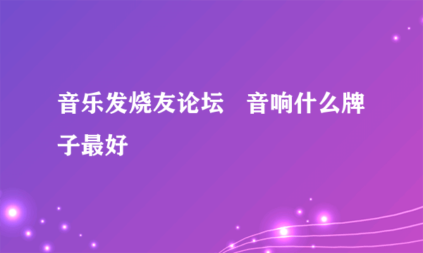 音乐发烧友论坛   音响什么牌子最好