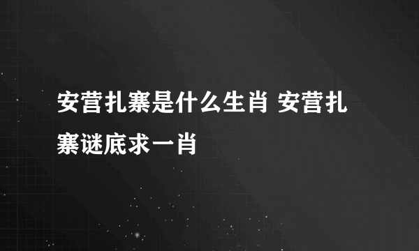 安营扎寨是什么生肖 安营扎寨谜底求一肖