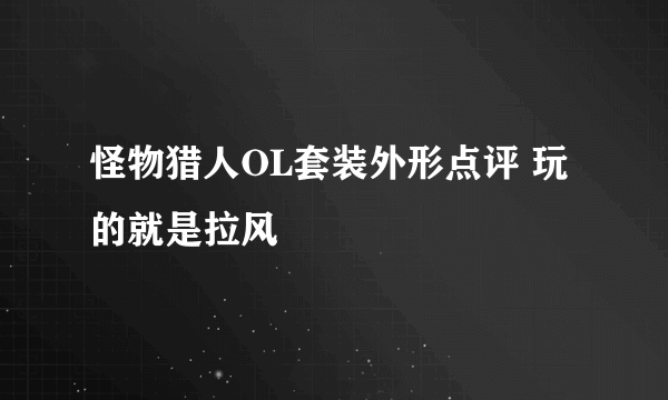 怪物猎人OL套装外形点评 玩的就是拉风