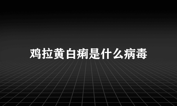 鸡拉黄白痢是什么病毒