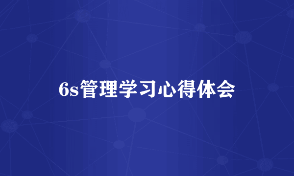 6s管理学习心得体会