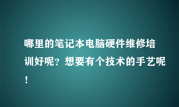 哪里的笔记本电脑硬件维修培训好呢？想要有个技术的手艺呢！