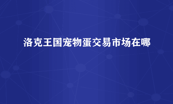 洛克王国宠物蛋交易市场在哪