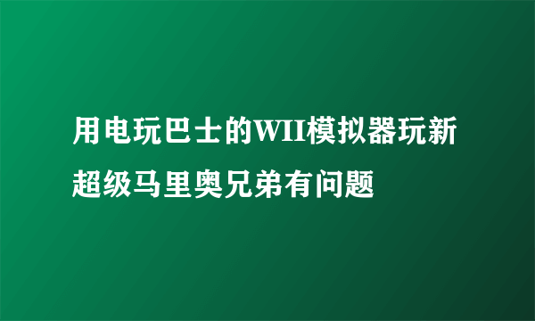 用电玩巴士的WII模拟器玩新超级马里奥兄弟有问题