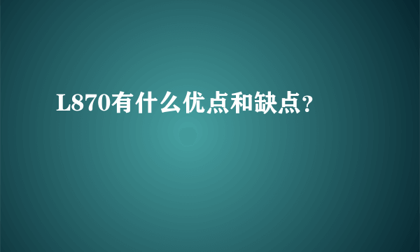 L870有什么优点和缺点？