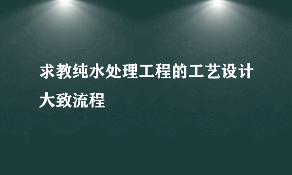 求教纯水处理工程的工艺设计大致流程