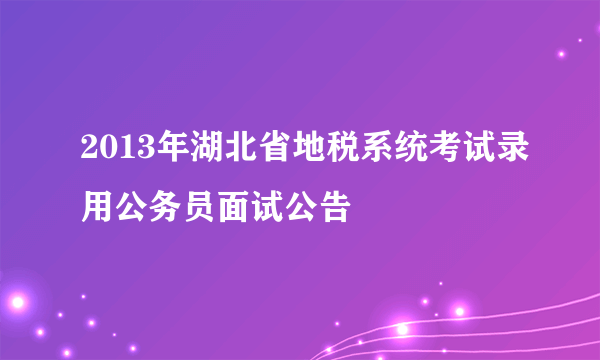 2013年湖北省地税系统考试录用公务员面试公告