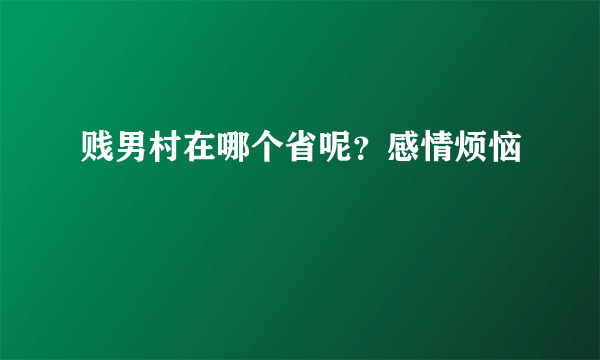 贱男村在哪个省呢？感情烦恼