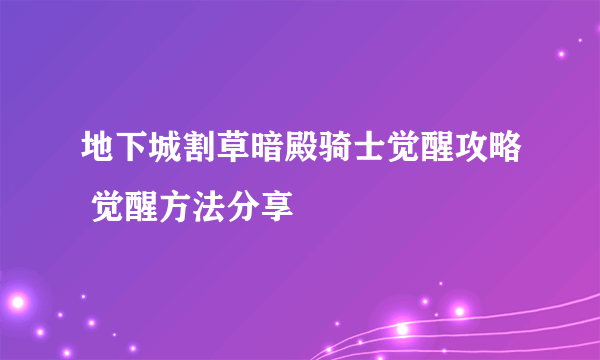 地下城割草暗殿骑士觉醒攻略 觉醒方法分享