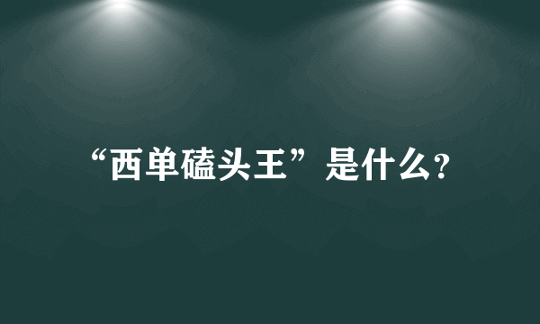 “西单磕头王”是什么？