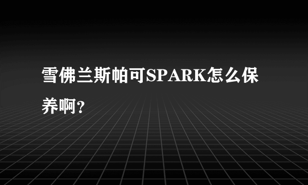 雪佛兰斯帕可SPARK怎么保养啊？