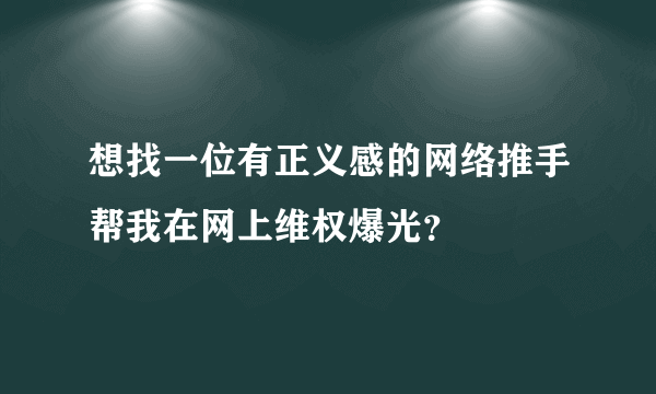 想找一位有正义感的网络推手帮我在网上维权爆光？