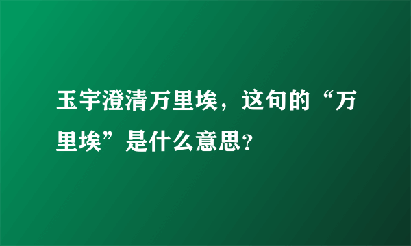 玉宇澄清万里埃，这句的“万里埃”是什么意思？