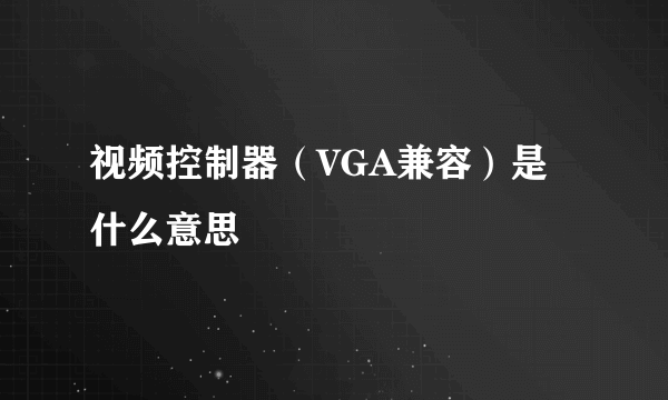 视频控制器（VGA兼容）是什么意思