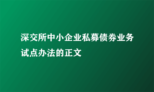 深交所中小企业私募债券业务试点办法的正文