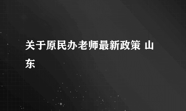 关于原民办老师最新政策 山东