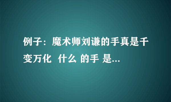 例子：魔术师刘谦的手真是千变万化  什么 的手 是怎样的  （给我两个答案）