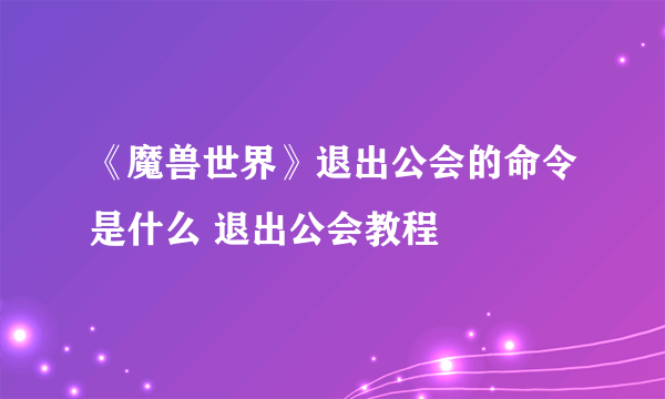 《魔兽世界》退出公会的命令是什么 退出公会教程