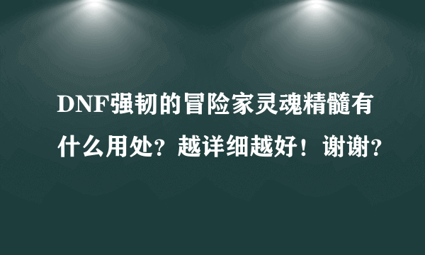 DNF强韧的冒险家灵魂精髓有什么用处？越详细越好！谢谢？