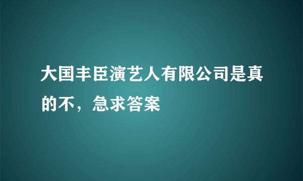 大国丰臣演艺人有限公司是真的不，急求答案