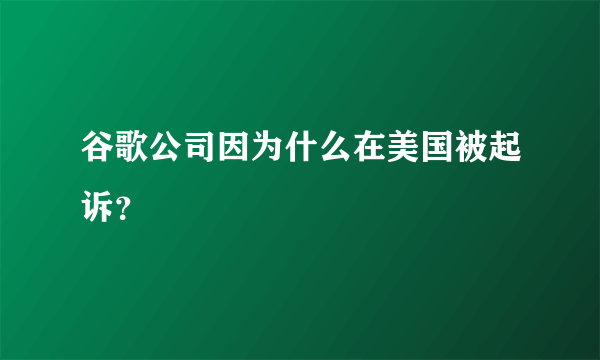 谷歌公司因为什么在美国被起诉？