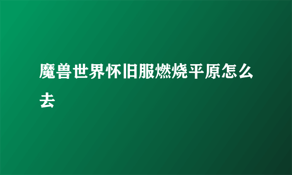 魔兽世界怀旧服燃烧平原怎么去