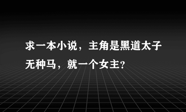 求一本小说，主角是黑道太子无种马，就一个女主？