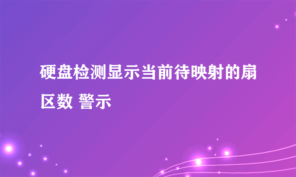 硬盘检测显示当前待映射的扇区数 警示