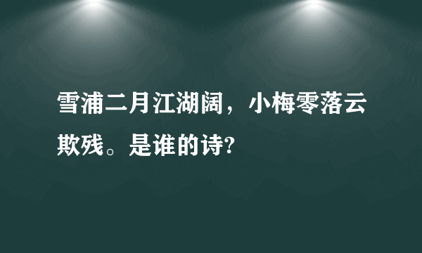 雪浦二月江湖阔，小梅零落云欺残。是谁的诗?