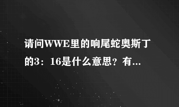 请问WWE里的响尾蛇奥斯丁的3：16是什么意思？有什么含义？