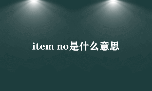 item no是什么意思