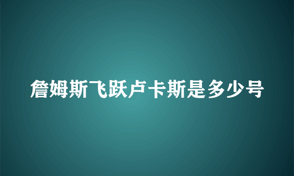 詹姆斯飞跃卢卡斯是多少号