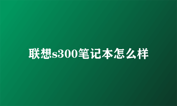 联想s300笔记本怎么样