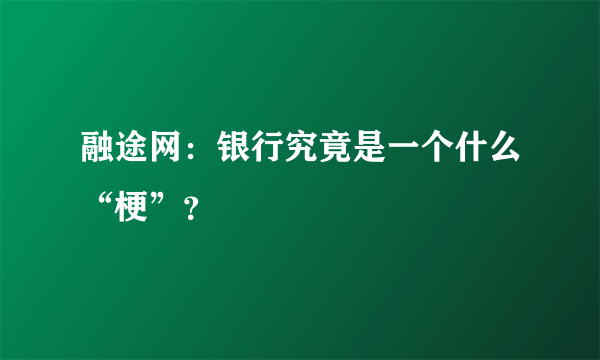 融途网：银行究竟是一个什么“梗”？