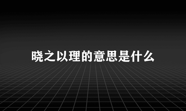 晓之以理的意思是什么